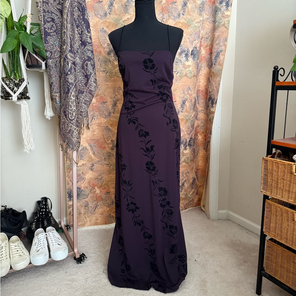 Vintage Elegant Purple Floral Dress